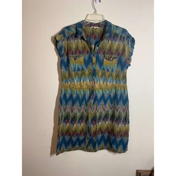 Sonoma Dresses & Skirts - Sonoma Shirt Dress Retro Casual Y2K Knee Length Blue Brown Women's Size XL
